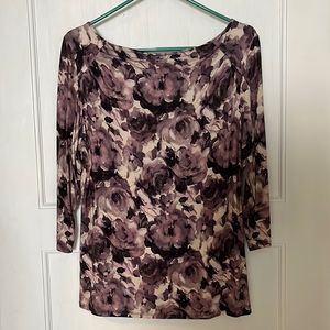 Christopher and Banks shades of purple shirt with 3/4 sleeves and snoop neck